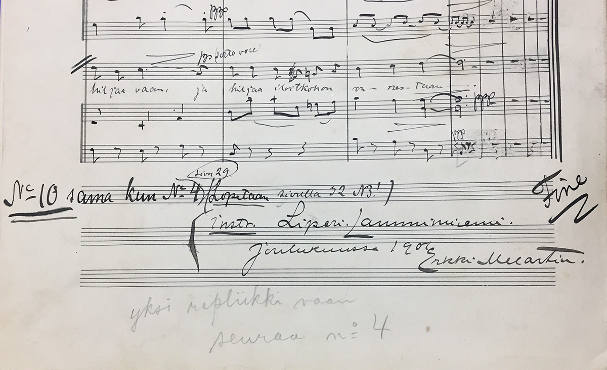 Melartin, partituurin loppu